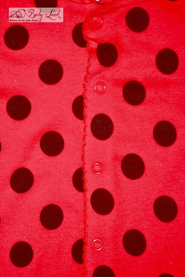 Baby- Kaputzenoverall "Marienkäfer"* rot mit schwarzen grossen Punkten* 0-3 Monate