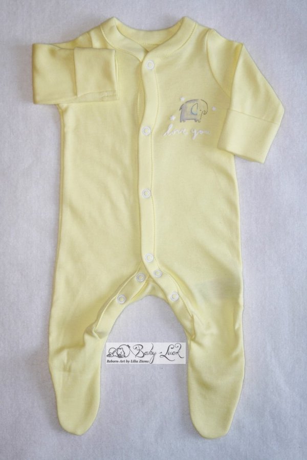 Babystrampler gelb "Elefant" Frühchen* 2,3 kg/ 5 lbs